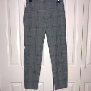 Striped grey, white black, and dark mint pants M